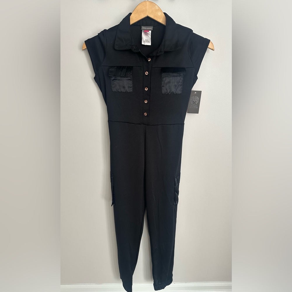 Vince Camuto Black Jumpsuit with Satin Accents